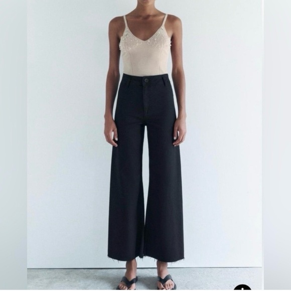 EUC Zara Marine Straight Black High Rise Wide Leg Jeans size 2 - Picture 11 of 12
